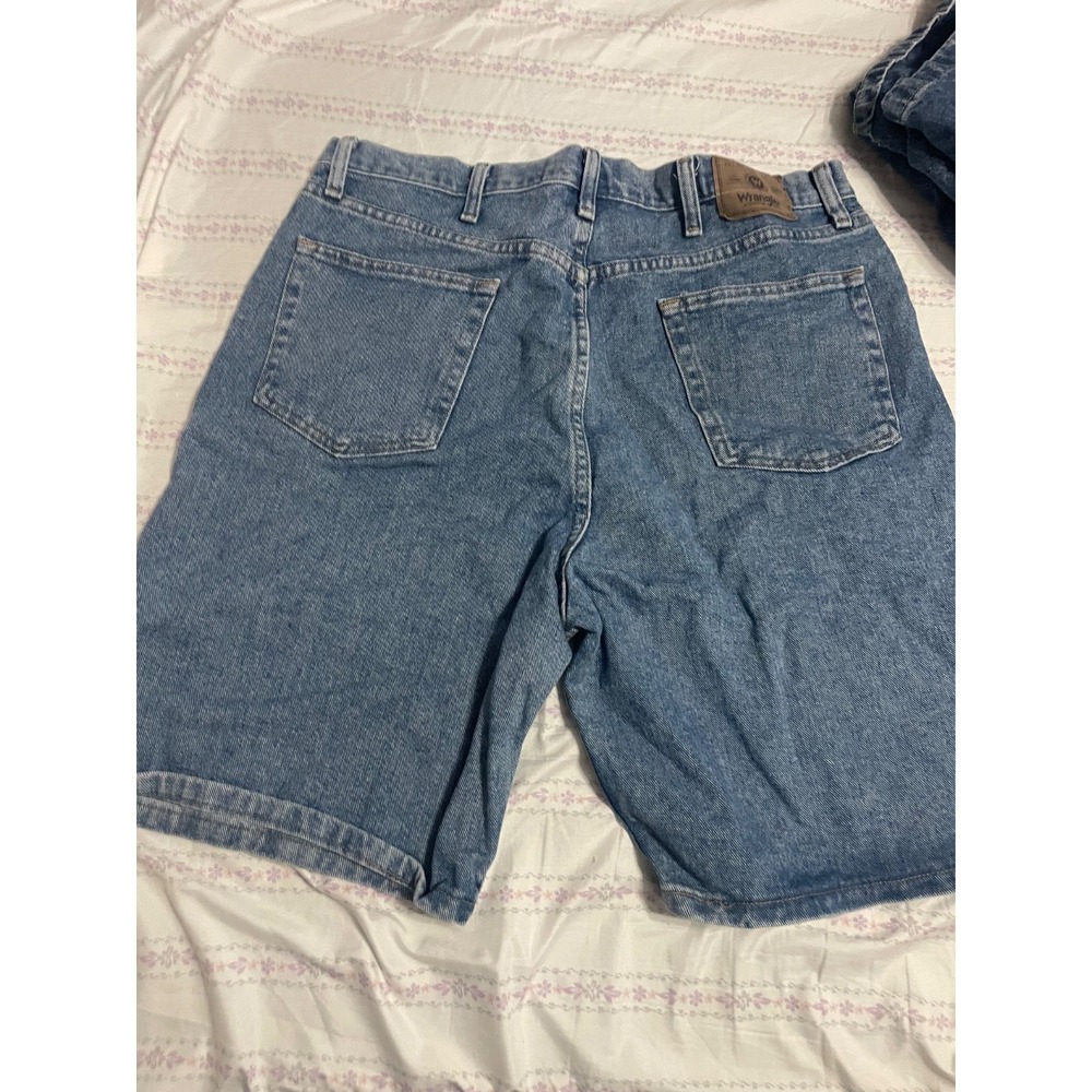 Mens 36 Wrangler Relaxed 10" Shorts Utility Denim Blue Jean Classic Dad Jorts